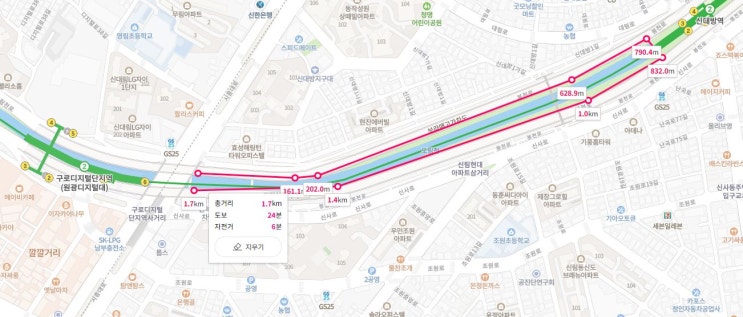  사람없는 곳에서 조용히 즐기는 벚꽃 구경..구디역&신대방역