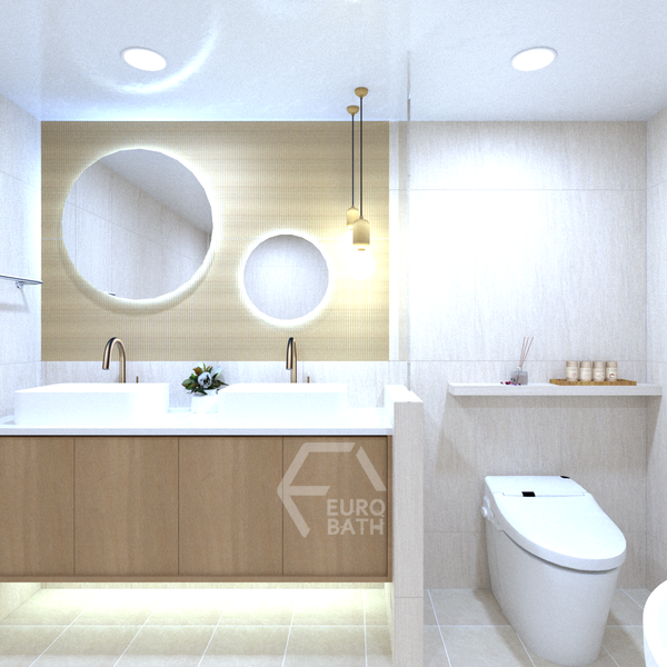 유로바스 - 베이지톤 안방 건식 욕실 리모델링을 위한 3D디자인
