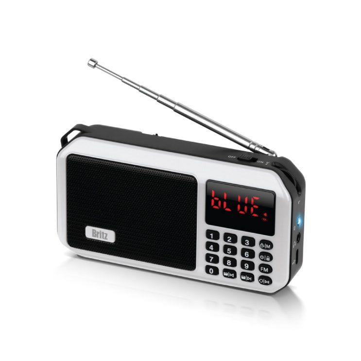 인지도 있는 브리츠 휴대용 라디오 MP3 블루투스 스피커 BZ-LV980, 화이트 ···