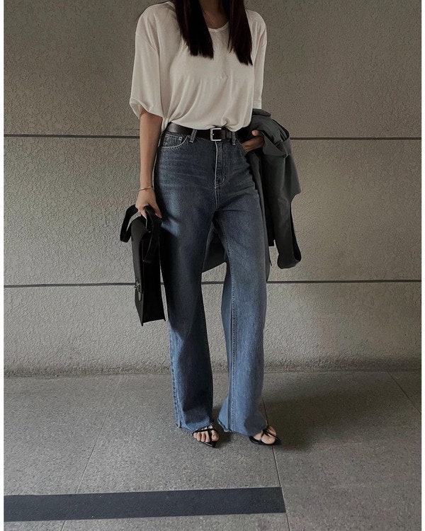 런던플랏 워싱 데님 청바지