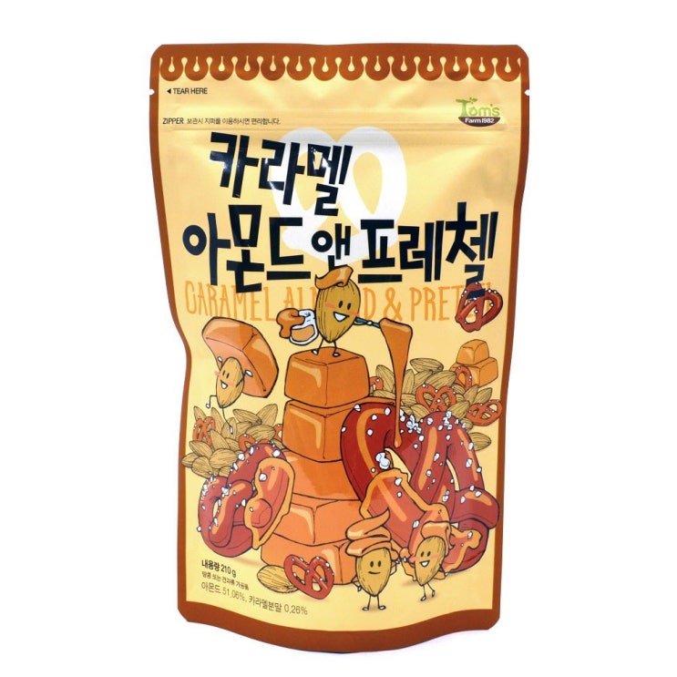 리뷰가 좋은 탐스팜 카라멜아몬드 앤 프레첼, 210g, 2개 추천합니다