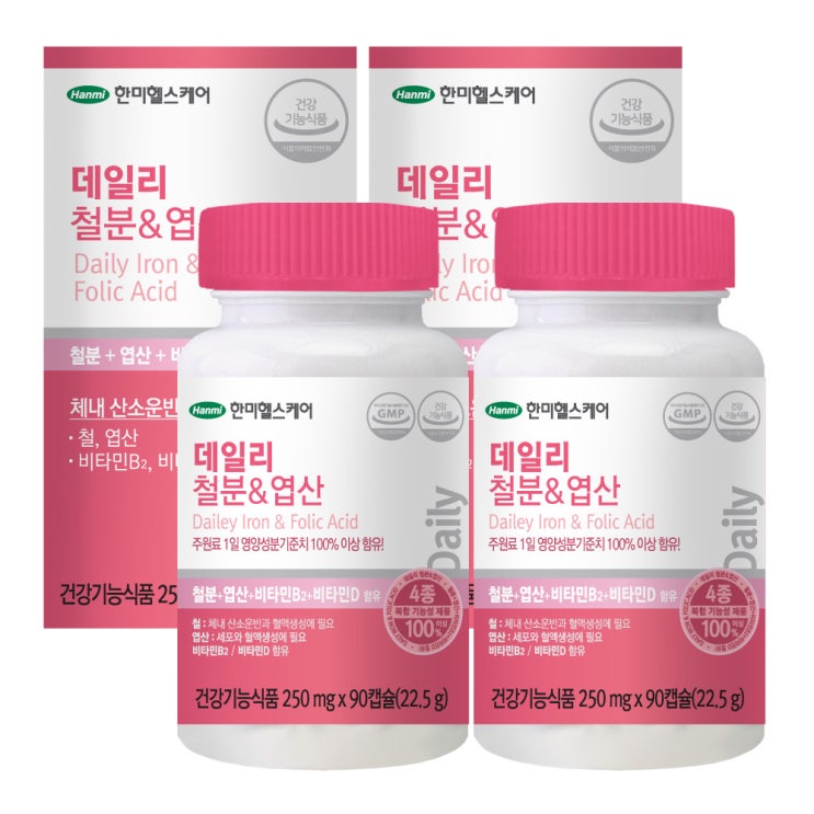 선호도 좋은 한미헬스케어 데일리 철분 & 엽산, 90정, 2개입 ··· 선호도 좋은 한미헬스케어 데일리 철분 & 엽산, 90정, 2개입 ···