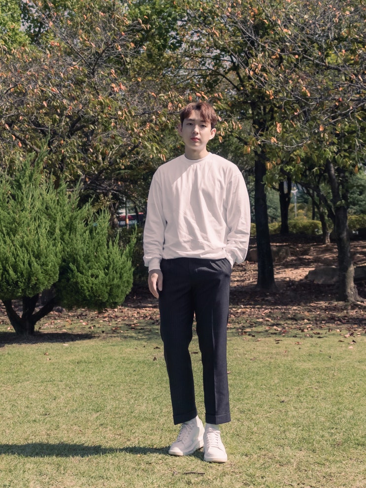  남자 긴팔 무지티 꾸안꾸룩, 마른체형코디는 클로스랩!