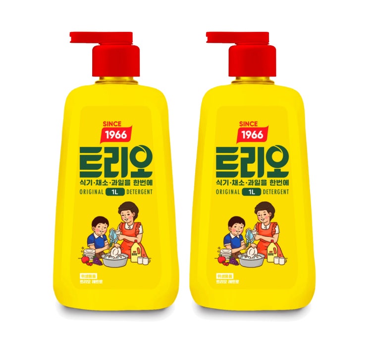  인지도 있는 트리오 레트로 주방세제, 1L, 2개 ···