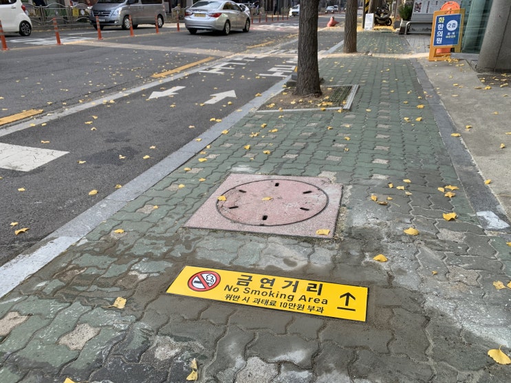  [로디스트]바닥용 주철 안내판 구립망원청소년문화센터 금연구역