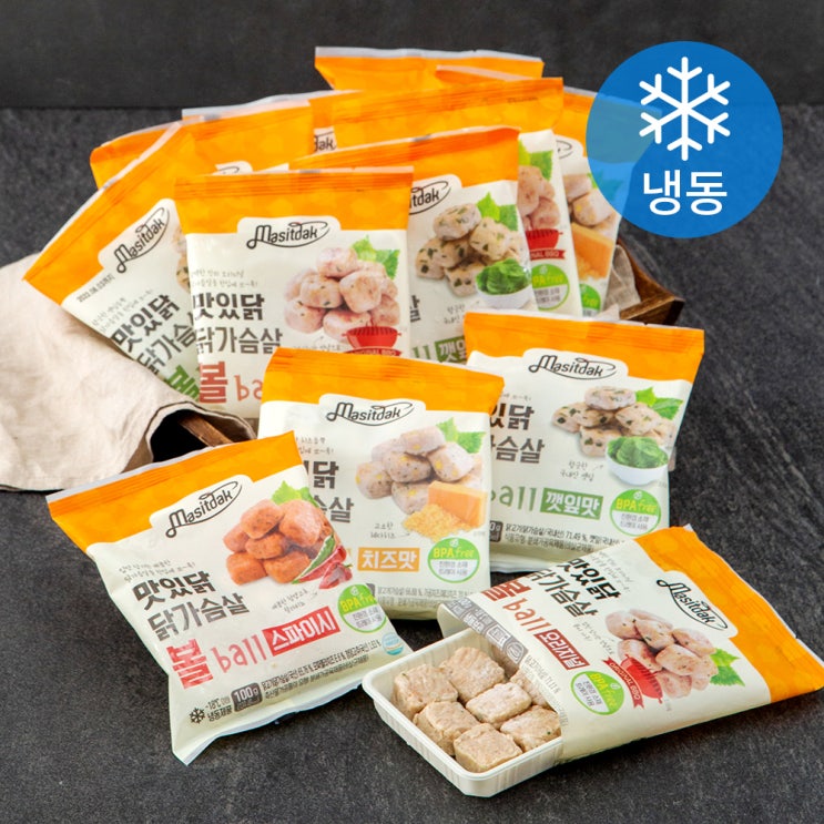후기가 정말 좋은 맛있닭 닭가슴살 볼 100g x 4종 x 3팩 세트 (냉동), 1세트 좋아요 후기가 정말 좋은 맛있닭 닭가슴살 볼 100g x 4종 x 3팩 세트 (냉동), 1세트 좋아요
