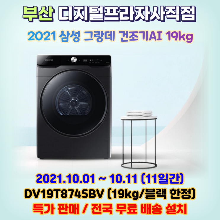 그랑데 건조기 AI 19Kg 최대용량 DV19T8745BV 특가판매