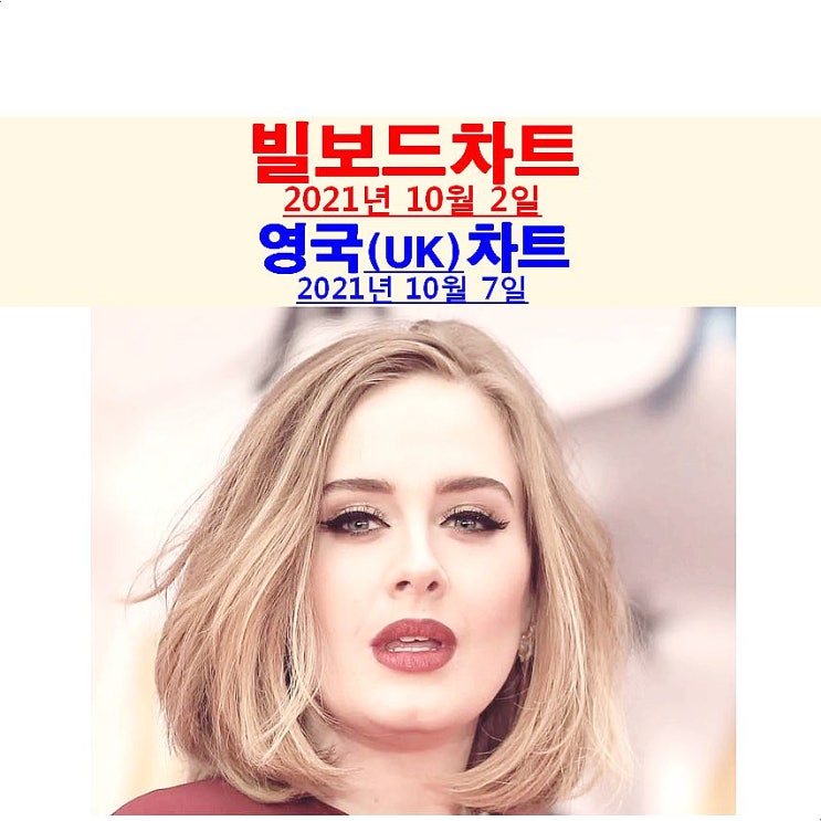 빌보드차트분석 2021년10월2일::아델 새앨범="30"=11월 19일?... 