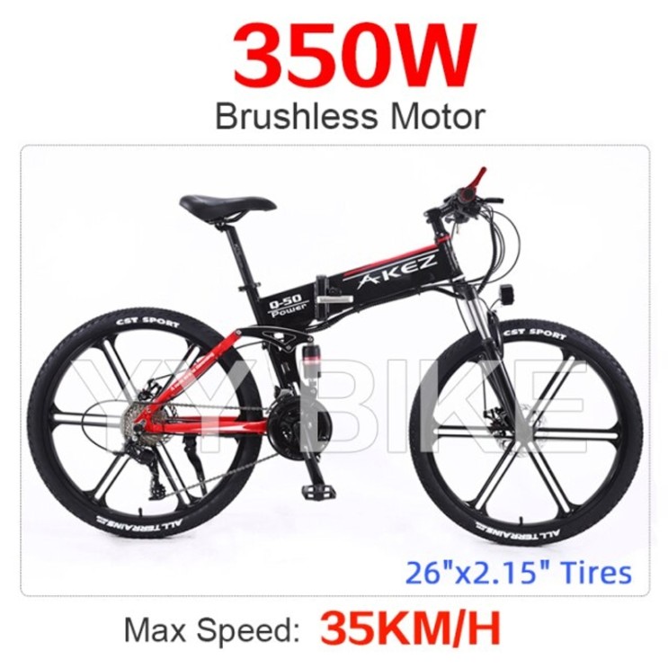 가성비 뛰어난 자전거 렌탈 배달 용 장거리 미니 AKEZ Q-50 26 인치 휠 성인 접이식 전기자전거, 27 속도, 36V 8AH 범위 70KM, 검은 색 추천합니다