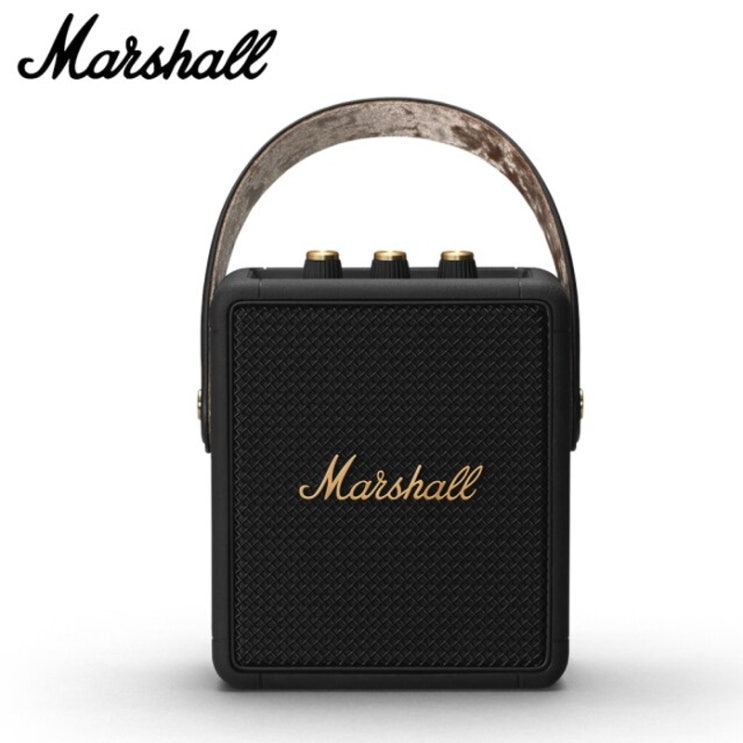 가성비갑 Marshall Stockwell II 휴대용 블루투스 5.0 스피커 무선 야외 여행 스피커 IPX4 방수 스피커 딥 베이스 서브우퍼, 골드 로고 블랙 추천합니다