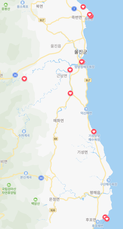  동쪽 바다 울진 가볼만한곳 관광지도