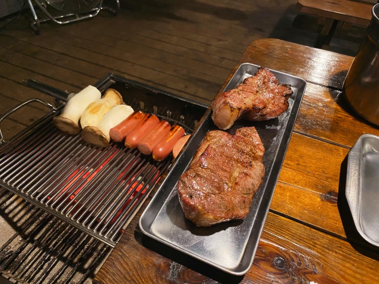 [안산] 애견동반 가능한 야외 바베큐 맛집 고기굽는풍경