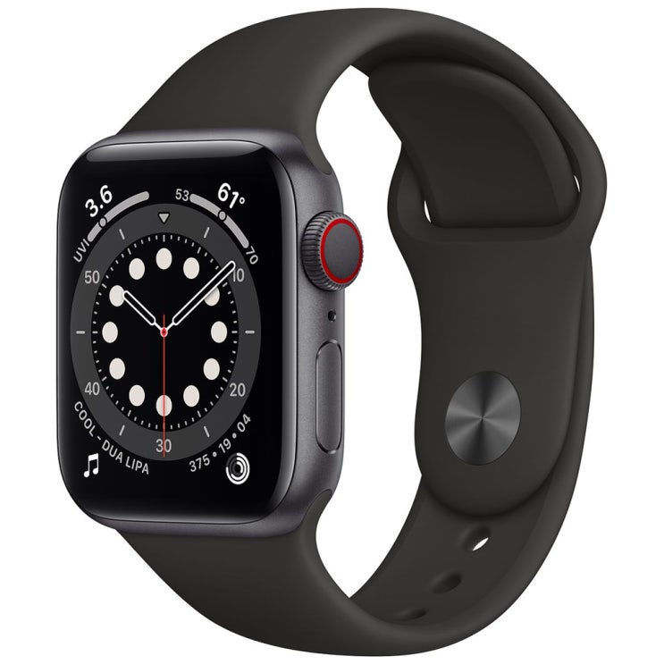 잘나가는 Apple 애플워치 6, GPS+Cellular, 스페이스 그레이 알루미늄 케이스, 블랙 스포츠 밴드 좋아요 잘나가는 Apple 애플워치 6, GPS+Cellular, 스페이스 그레이 알루미늄 케이스, 블랙 스포츠 밴드 좋아요