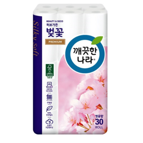 인기 급상승인 깨끗한나라 벚꽃 프리미엄화장지 30롤(휴지) ··· 인기 급상승인 깨끗한나라 벚꽃 프리미엄화장지 30롤(휴지) ···