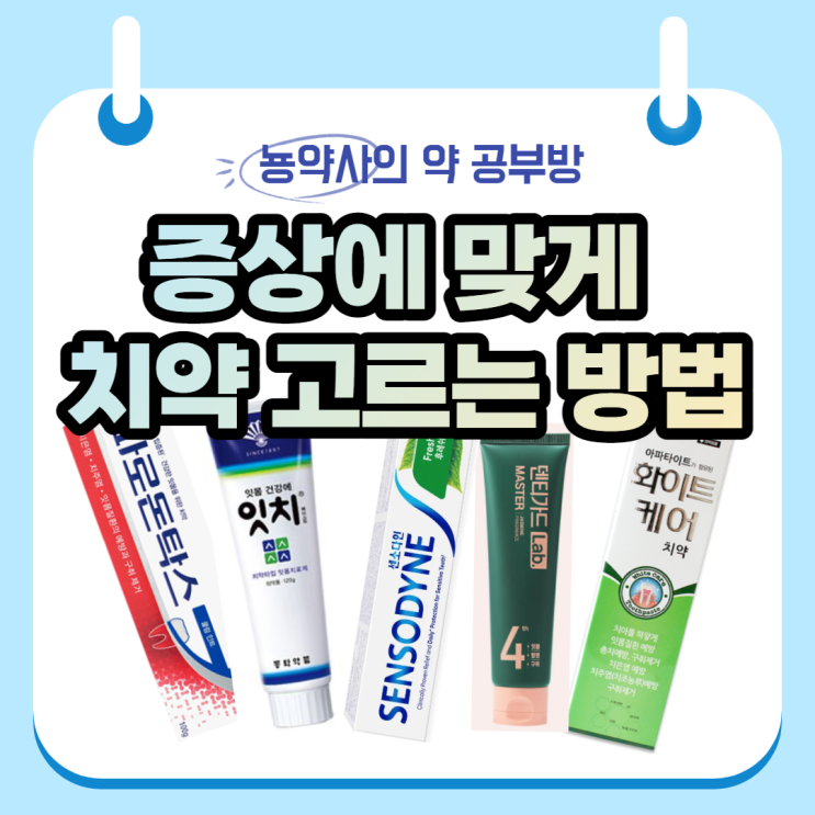  [뇽약사] 증상에 맞게 약국 치약 고르는 방법 (불소/잇몸/시린이/치석/미백)