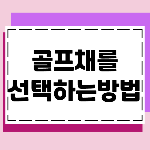  초보자가 선택해야하는 골프채 고르는방법