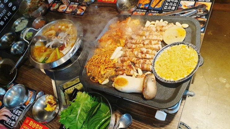  청주 가경동 고깃집 맛집 꿀삼겹 삼겹살 + 해물전골 세트 가성비 짱짱