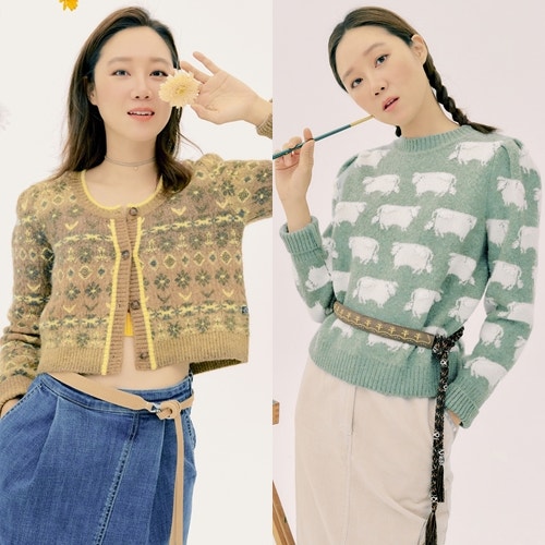 공효진 패션은 써스데이 아일랜드 니트 가디건 베스트, 여성 가을 패턴 가디건 코디