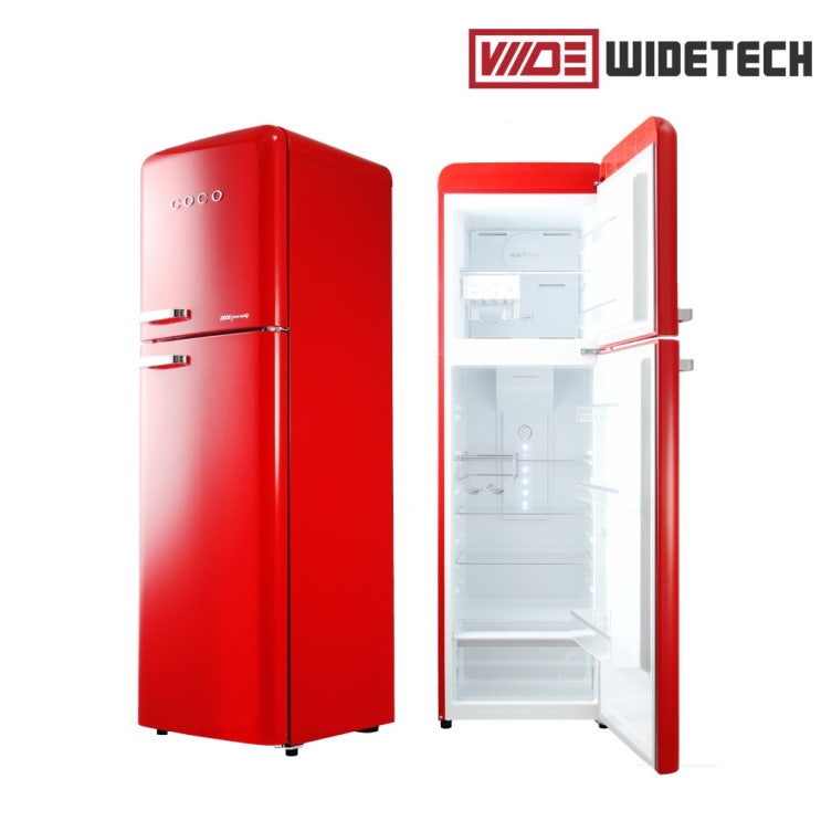 최근 인기있는 코코일렉 2도어 255L 간냉식 레트로 냉장고 CAD25RD ···