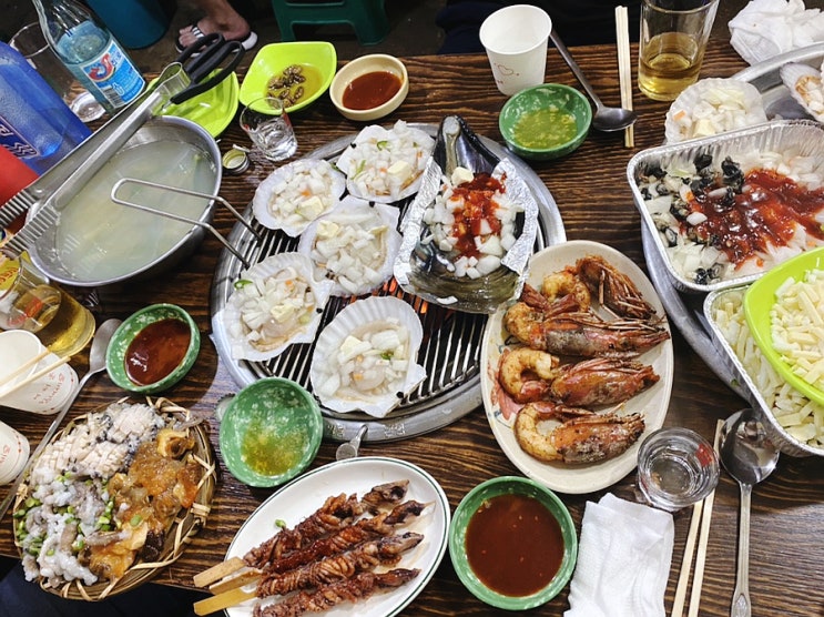  부산 송도 암남공원 조개구이 고씨할매 혜영이네 조개구이 핫한 분위기 즐기고 예쁜 야경도 보고
