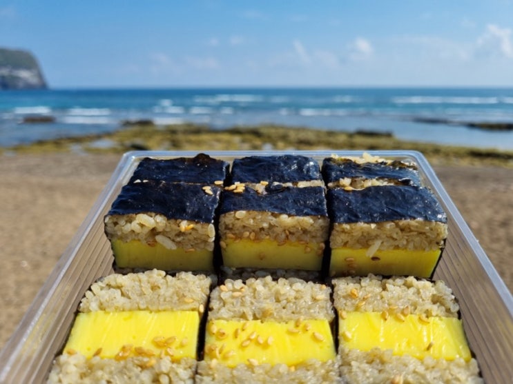  바다보며 즐긴 도시락 광치기해변맛집 성산일출봉 제주김만복김밥