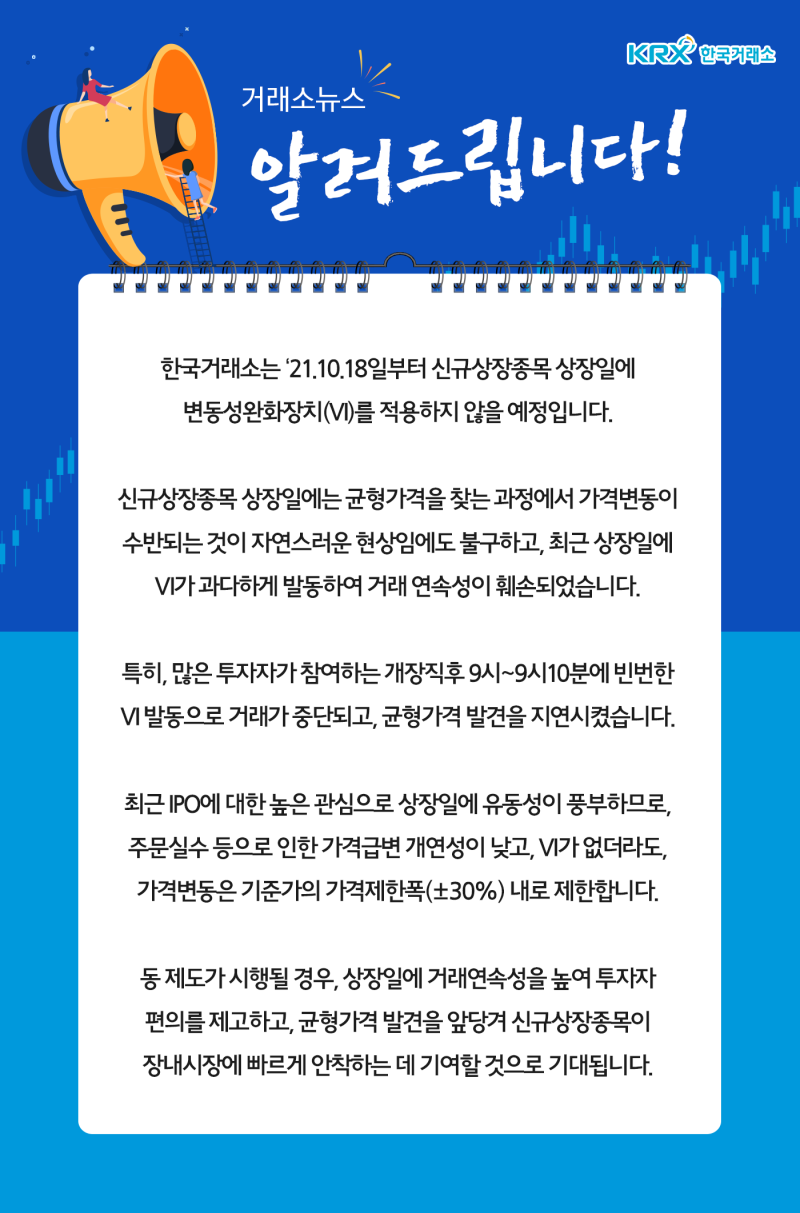 신규상장종목 상장일 변동성완화장치(VI) 미적용 시행 : 네이버 블로그
