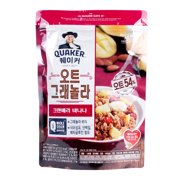 후기가 정말 좋은 롯데제과 퀘이커 오트 그래놀라 크랜베리 바나나 시리얼, 350g, 1개 좋아요