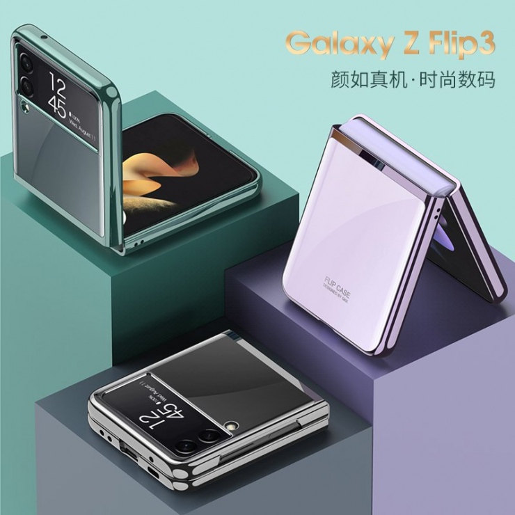  Samsung zflip3 휴대 전화 케이스 공식 원래 SM-F7110 접는 스크린 전기 도금 실리콘 투명 올 인클루시브 낙하 방지 쉘 갤럭시 z flip3 휴대 전화 케이스 5G