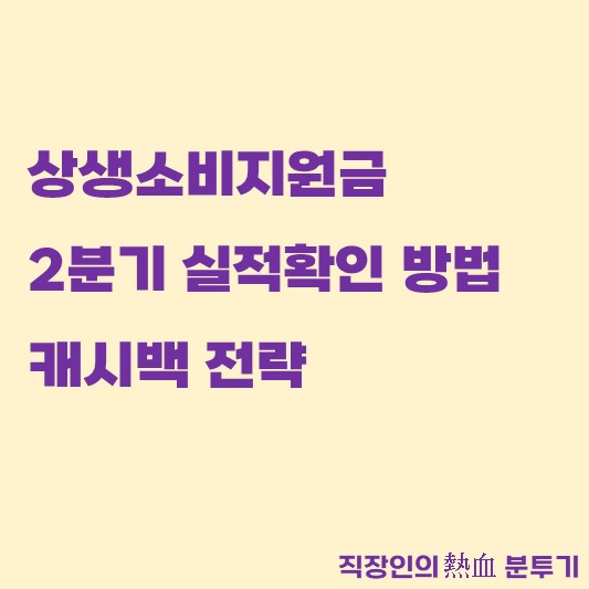  상생소비지원금 2분기 실적확인과 캐시백 전략