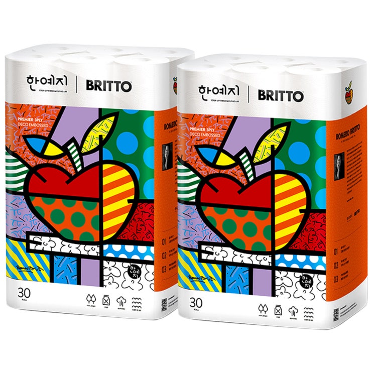 인기있는 한예지 브리토 애플 100% 천연펄프 3겹 롤화장지 27m, 30개입, 2팩 좋아요