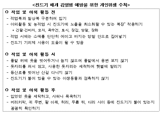  쯔쯔가무시증, 가을철 야외활동 시 주의