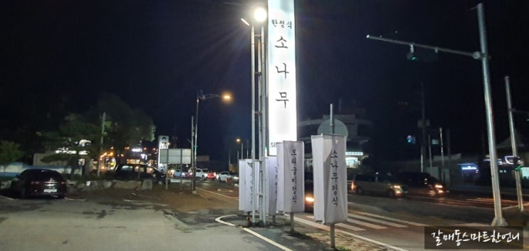  대성리와 가평 사이 대성리 교차로 소나무 한정식