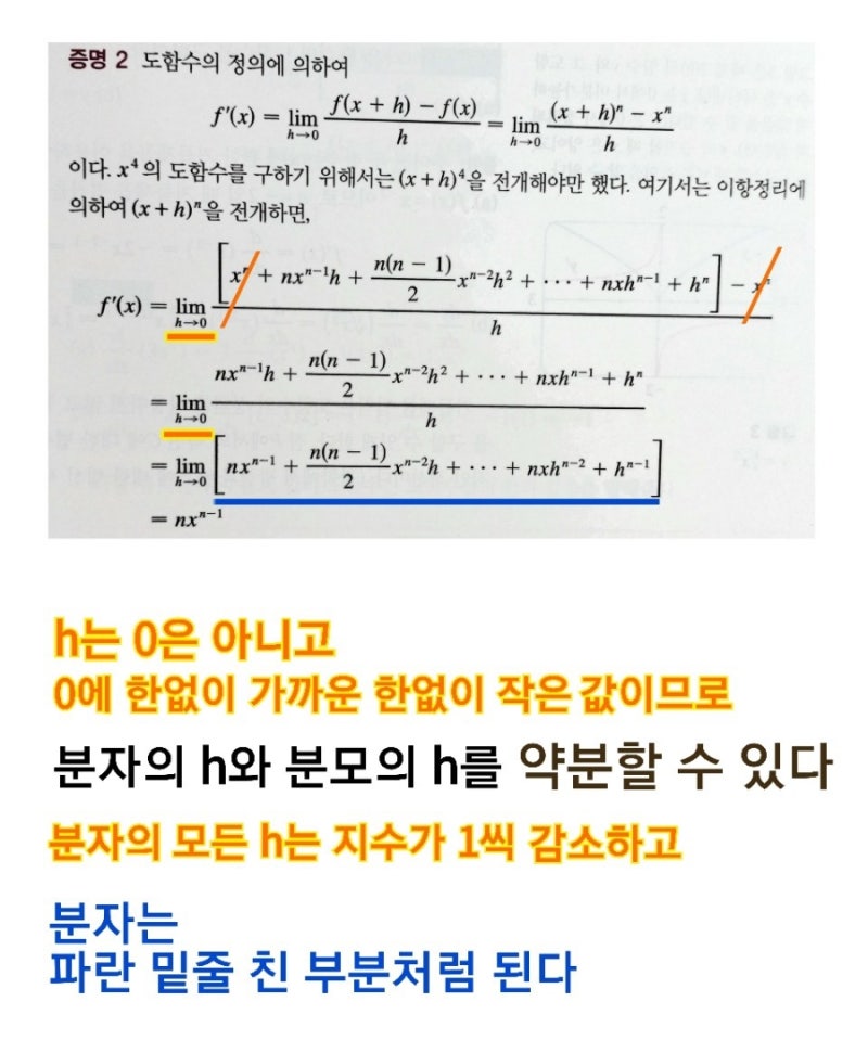 다항함수 미분 도함수 공식 증명과 원리 쉽게 이해하기 : 네이버 블로그