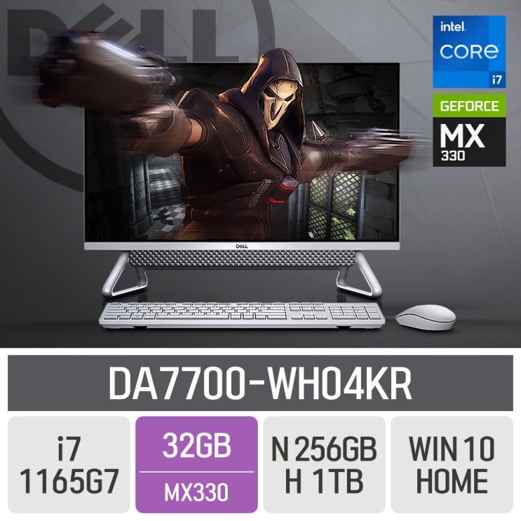 최근 많이 팔린 DELL 사무용 일체형 PC 인스피론 27 DA7700-WH04KR, RAM 32GB + SSD 256GB + HDD 1TB ···