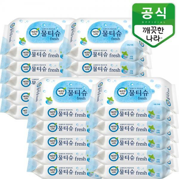 리뷰가 좋은 깨끗한나라 페퍼민트 물티슈 FRESH 리필 70매x20팩 좋아요