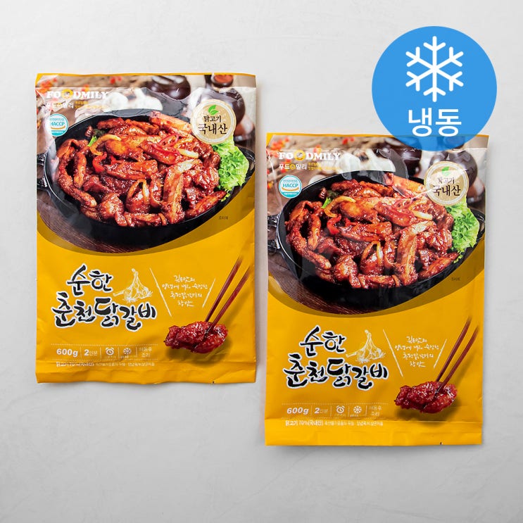 핵가성비 좋은 푸드밀리 순한 춘천닭갈비 (냉동), 600g, 2개 ···