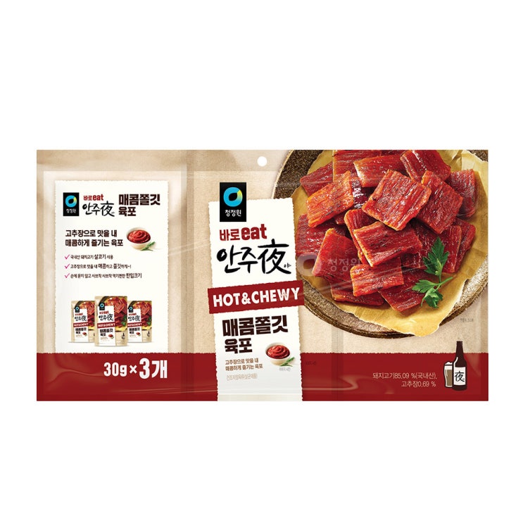 의외로 인기있는 청정원 바로 eat 안주야 매콤쫄깃 육포, 30g, 3개입 추천해요