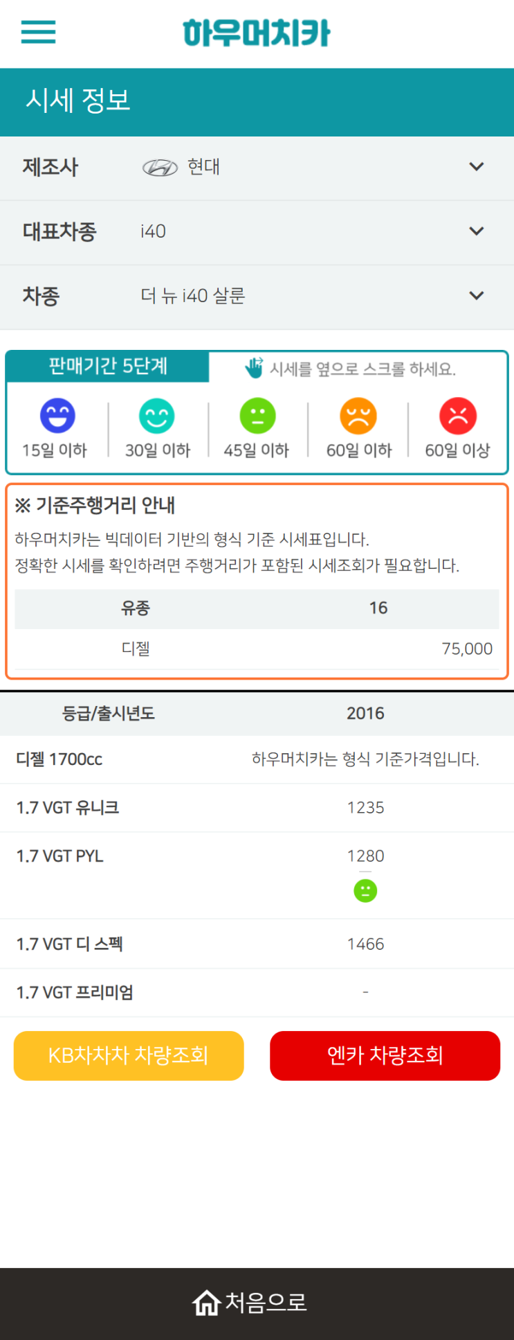 하우머치카 2021년 9월 더 뉴 i40 살룬 중고차가격.시세표