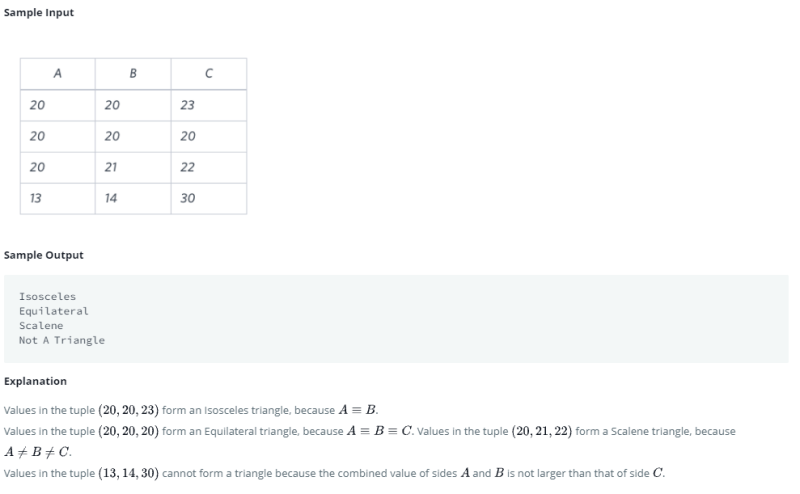 SQL 문제 22 - Type of Triangle(HackerRank) : 네이버 블로그