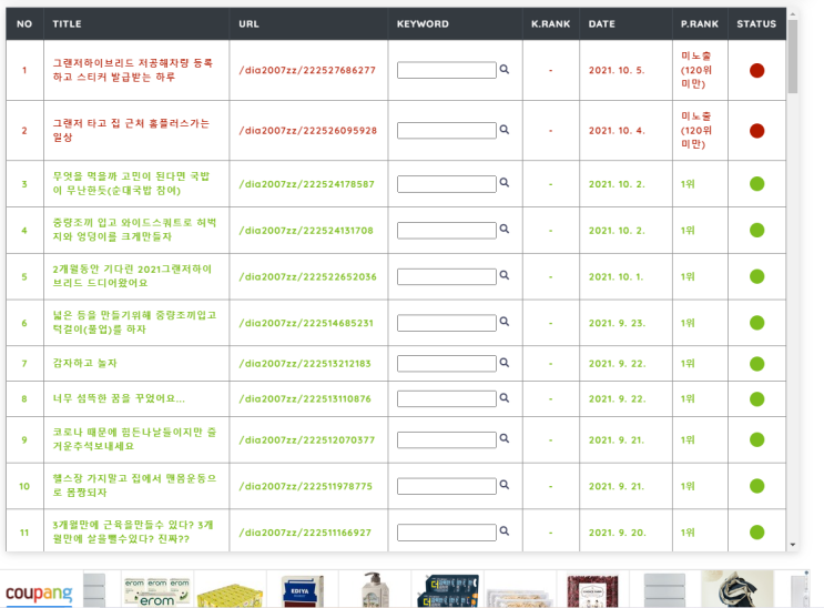  미노출상태인 글을 노출되게 하는과정(상위노출 하는과정아니에요)