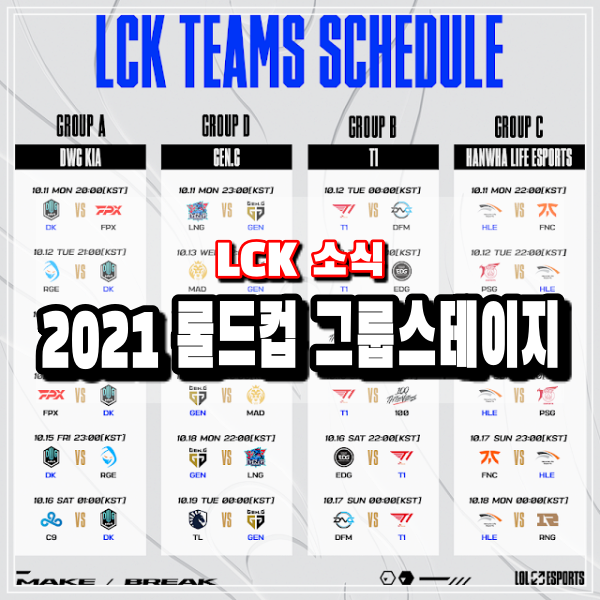  2021 롤드컵 일정 드디어 그룹스테이지 시작 롤 승부의신 예측과 월즈 우승팀 예상은?