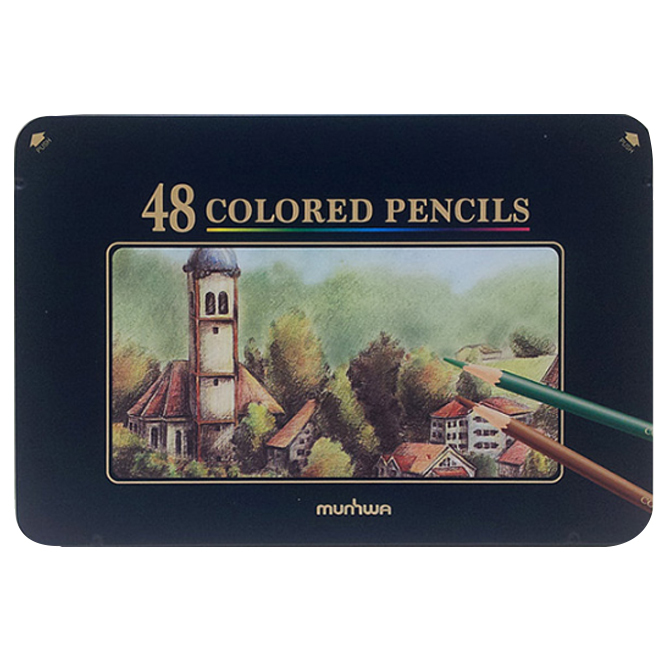잘나가는 문화연필 고급 색연필 틴케이스, 48색, 1개 ···