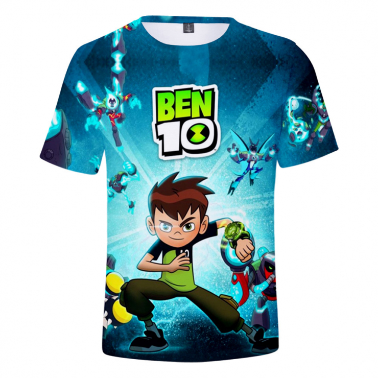 2021 애니메이션 영화 및 텔레비전 ben10 청소년 해커 3D 타이다이 남성과 여성 느슨한 대형 반팔 티셔츠 티셔츠