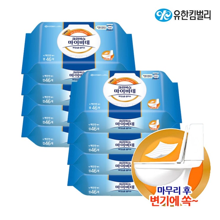 인기있는 크리넥스 마이비데 화장실용 물티슈 46매 캡형, 8팩, 40매 ··· 인기있는 크리넥스 마이비데 화장실용 물티슈 46매 캡형, 8팩, 40매 ···