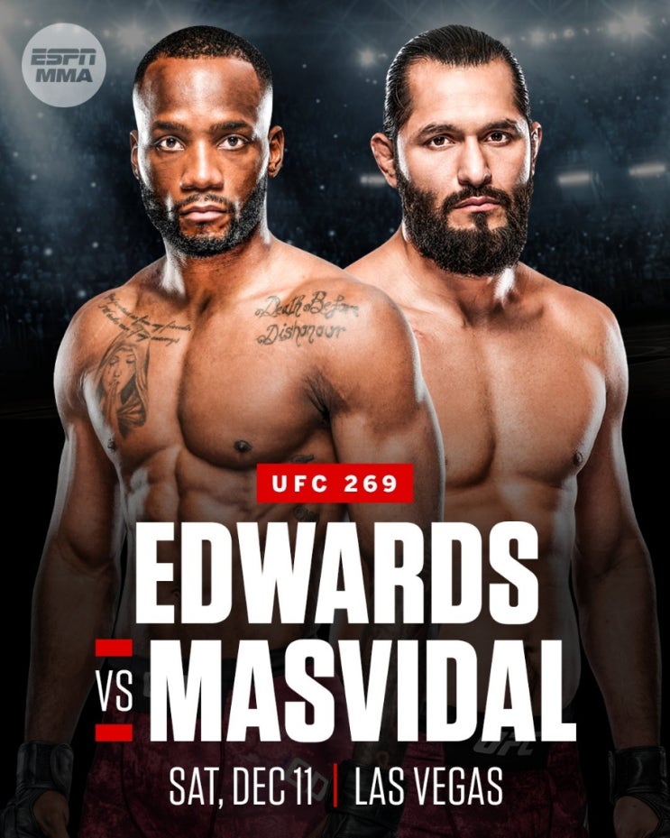 UFC 269 리온 에드워즈 vs 호르헤 마스비달/모레노 vs 피게이레두는 UFC 270으로 이동 등 MMA 뉴스 UFC 269 리온 에드워즈 vs 호르헤 마스비달/모레노 vs 피게이레두는 UFC 270으로 이동 등 MMA 뉴스