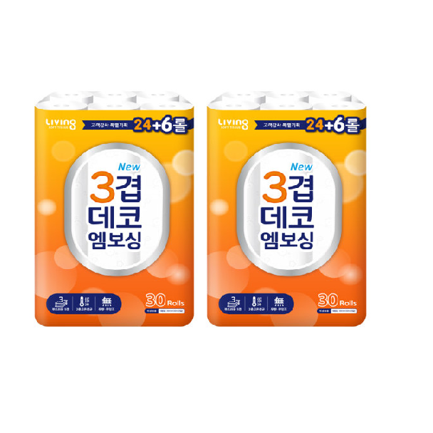 후기가 정말 좋은 삼정펄프 리빙 3겹 뉴데코 30롤 화장지(휴지)X2팩 추천합니다 후기가 정말 좋은 삼정펄프 리빙 3겹 뉴데코 30롤 화장지(휴지)X2팩 추천합니다