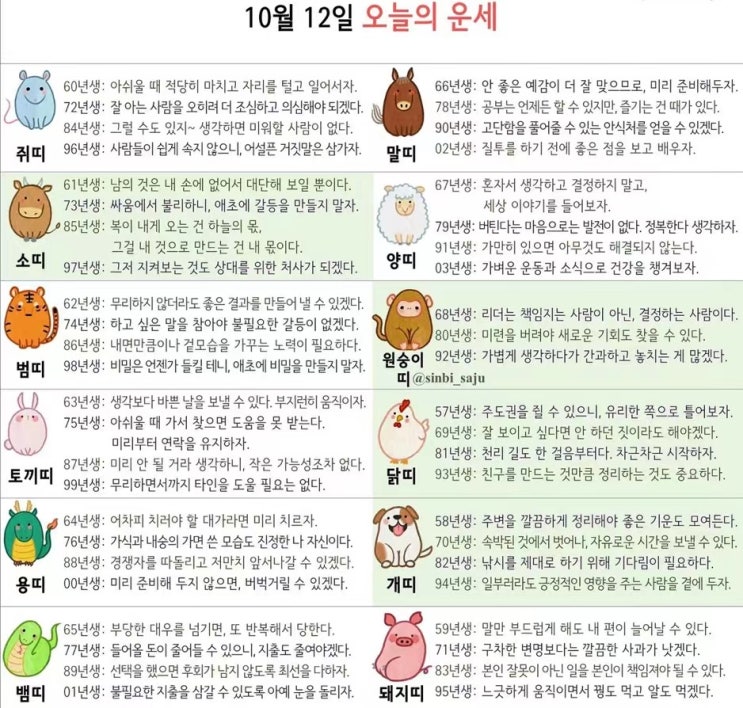 2021년 10월 12일 오늘의 운세 ! 띠별운세 ! 별자리운세! 2021년 10월 12일 오늘의 운세 ! 띠별운세 ! 별자리운세!