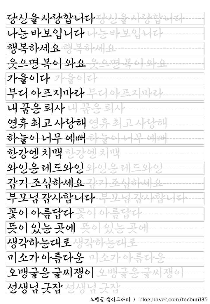  어른글씨 캘리그라피 연습/글씨교정 워크북#2 무료배포(가을문구)
