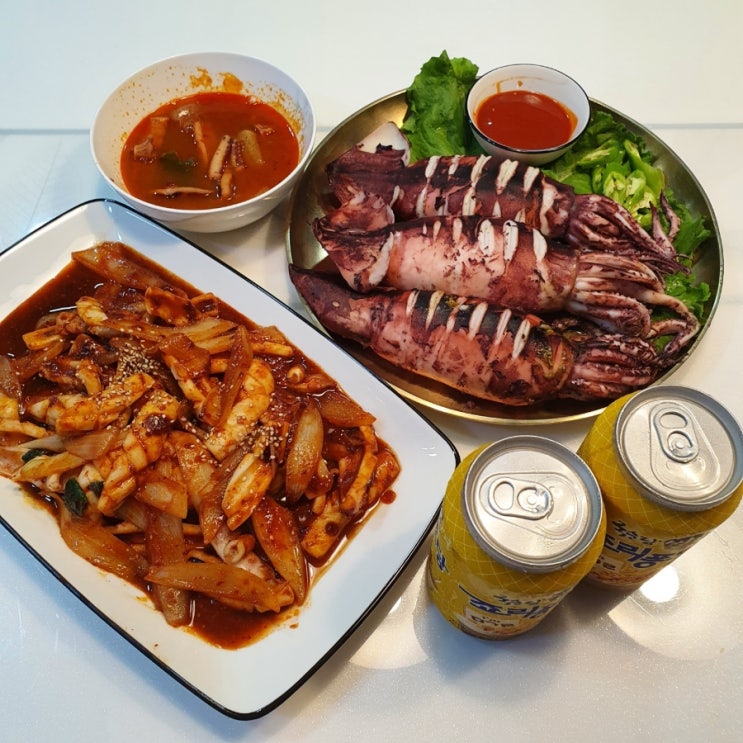 생물 오징어 요리 3종 세트 : 오징어 통찜 / 오징어 볶음 / 오징어 무국 / 휴일 집밥 생물 오징어 요리 3종 세트 : 오징어 통찜 / 오징어 볶음 / 오징어 무국 / 휴일 집밥