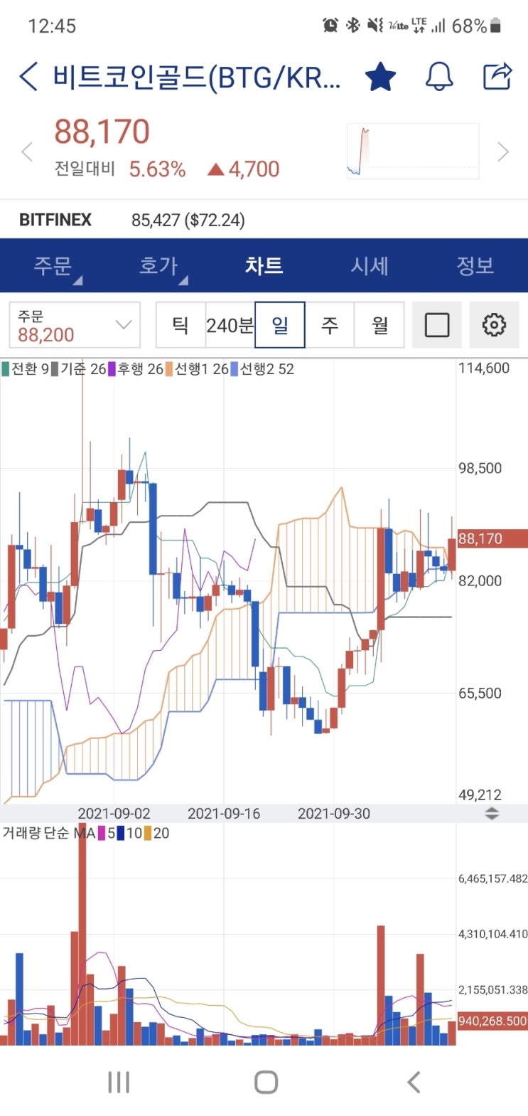  비트코인 골드 차트분석